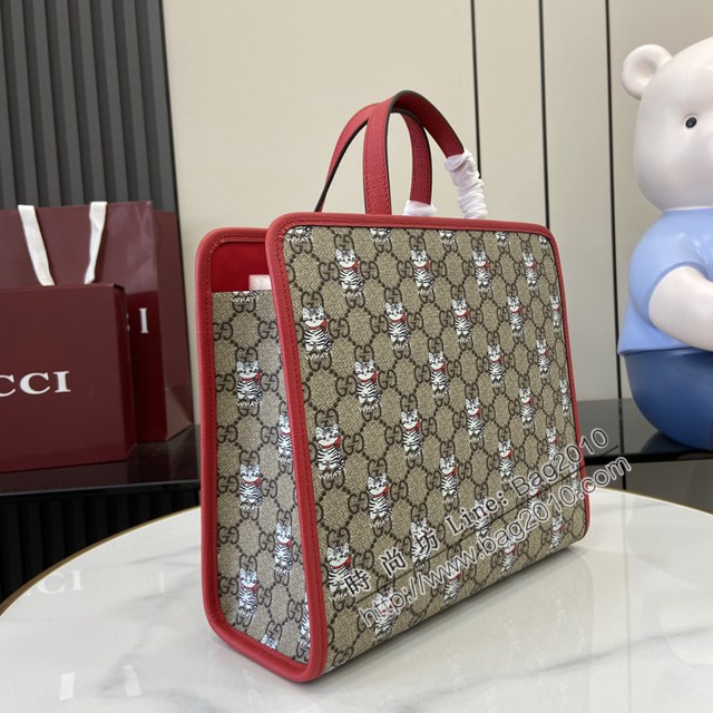 Gucci專櫃古馳2025早春兒童系列最新款動物印花手提托特包 jh2899型號：605614